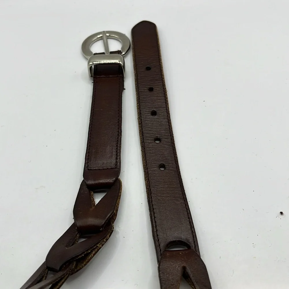 Brown Genuine Leather with Chain link and Silver Buckle Western Size Small